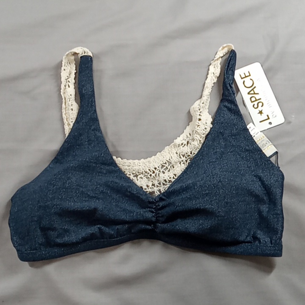L Space Bikini TOP MEDIUM Women Cruisewear Resort New INDIGO NAVY BLUE POOL